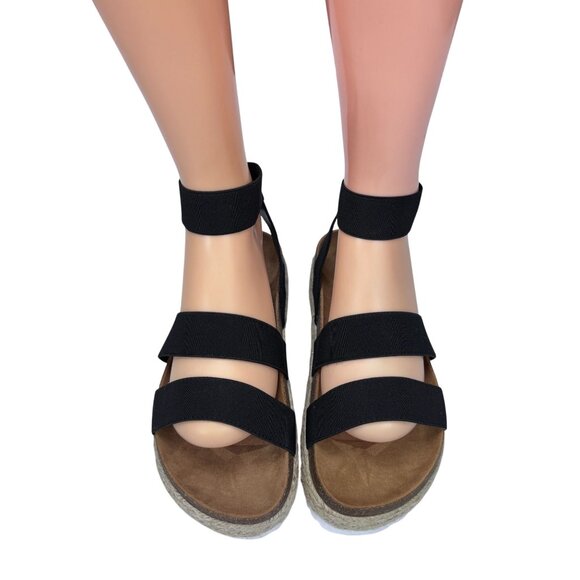 Nature Breeze Womens Strappy Black Espadrille Sandals Size 8.5 Comfortable Summe - Picture 2 of 8